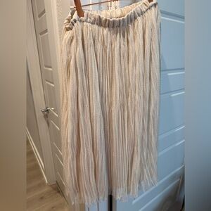 Cream Tulle Midi Skirt - H&M Women's Pleated Skirt